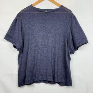 Womens Short Sleeve Knit Linen Tee Shirt Top Sz L NWOT C&A Breathable Minimalist